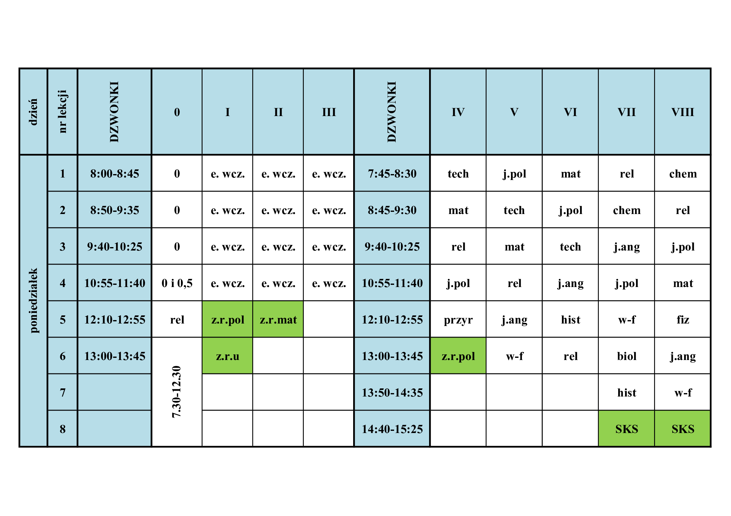 plan lekcji